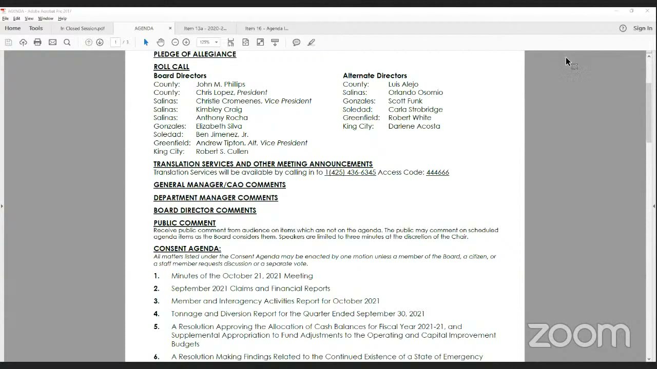 Board of Directors Meeting 11.18.2021