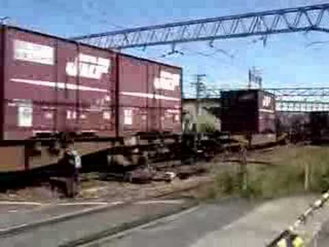 2007.10.10　ＥＦ66　ＪＲ貨物更新色（国鉄色類似色）と223系＠石山駅ちかく