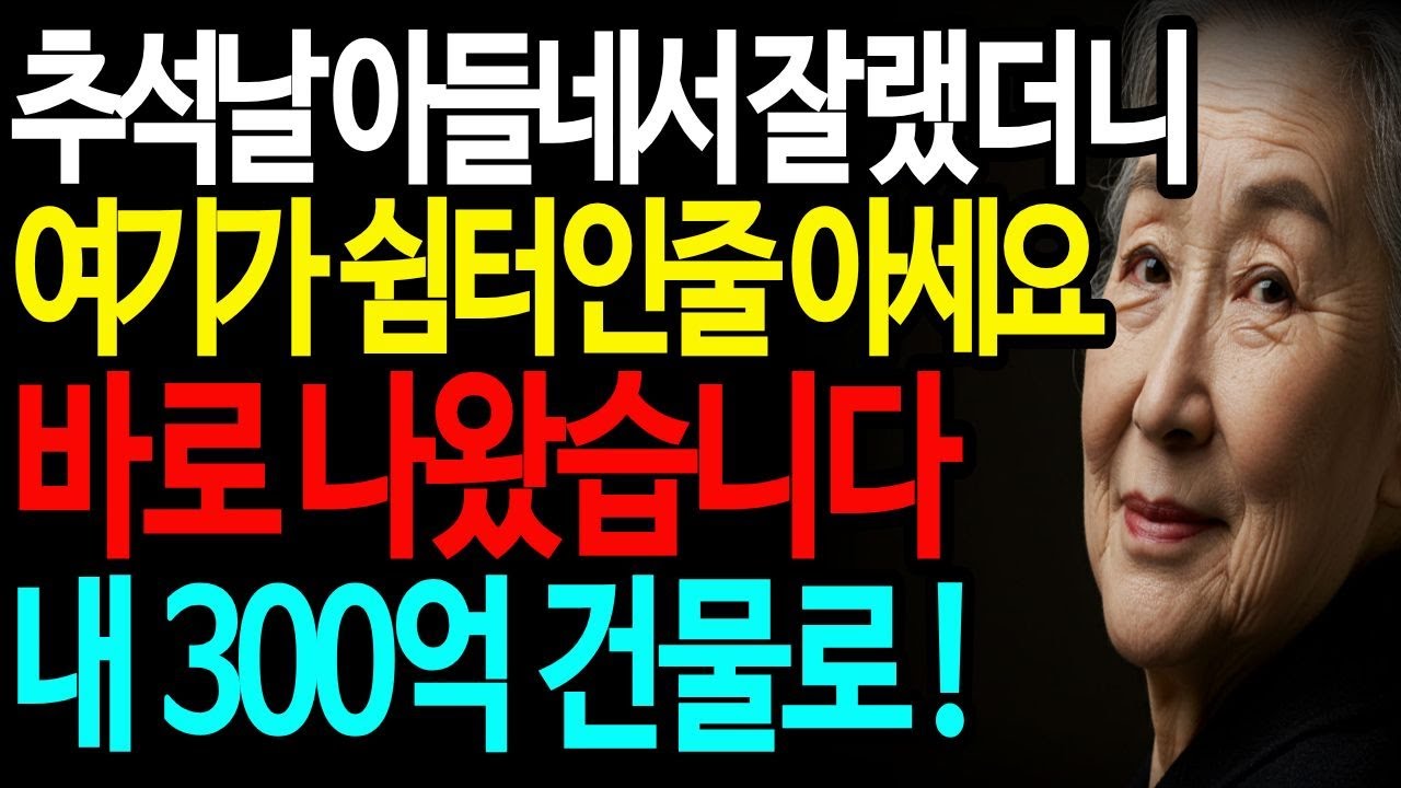 추석날 아들네서 자고 가려고했는데 '돈도 없으면서'라고 모역당하고 쫓겨났는데, 시어머니의 정체를 알고는..ㅣ감동사연 ㅣ고부갈등 ㅣ반전 ㅣ 가족갈등ㅣ