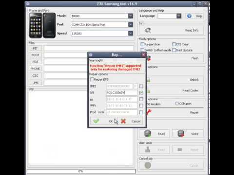 how to repair gt-i9100 imei with z3x