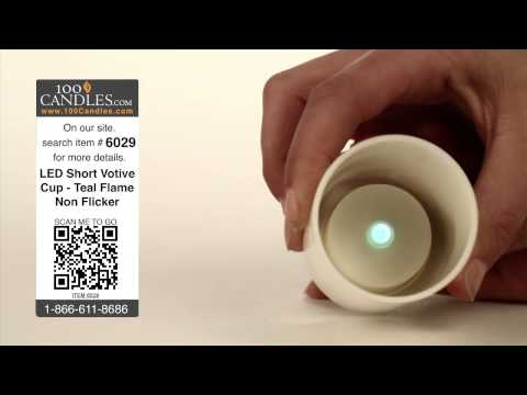 Battery Operated LED Short Votive Cup - Teal Flame Non Flicker