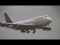 Storm!! Delta Air Lines Boeing 747-400 Crosswind Landing at Narita