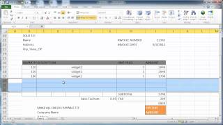 Create an Invoice in Excel 2010