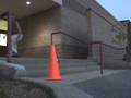 180 over 3 stair and parking cone 3 feet away
