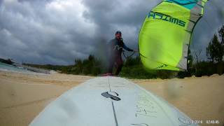 Strapless kitesurfing in okinawa all you need 30 knt strong wind and ventury effect 7 m kite