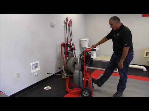 Learn how the RIDGID K7500 drum machine kickstand works