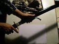 無名の大刀で紙を切ってみた、良く切れる。