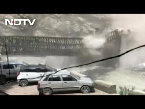 Rock Slide Valley bridge Batseri in Sangal valley of Kinnaur