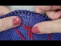 Schrift im Maschenstich auf gestrickte Socke aufsticken