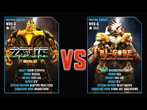 REAL STEEL WRB Final Zeus Gold VS Tri Gore New Robots GOLD UPDATE (Живая сталь)