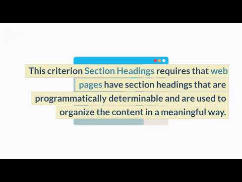 How to implement WCAG 2.1 Success Criterion 2.4.10 Section Headings in code with examples