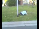 Skater looses control and hits pole with open legs Ouch !