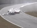 KNockhill Racing Circuit Sunday 13th April. Ginetta GT cars crash on the exit from Carlube.