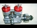 2 CYLINDER DIESEL TAPLIN TWIN 15CC running, vintage RC engine(not nitro or glow !)