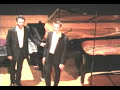julien kurtz and thierry goldwaser play the warsaw concerto by richard addinsell, arranged for two pianos, during the international piano amateur festival (www.ipaf.fr) at the maison de la radio in paris, france, on july 2nd 2008