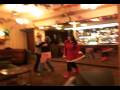 Labour Club Christmas Karaoke - Margy, Carol and Ian singing and Bar Girls Dancing!