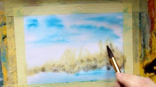 How To Paint Misty Watercolor Lanscape With Cheap Supplies