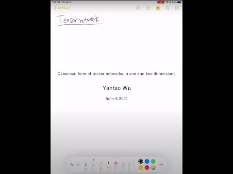 YouTube: Canonical form of tensor networks in one and two dimensions