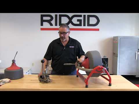 How to remove and reinstall the power feed on the RIDGID K3800 drum machine