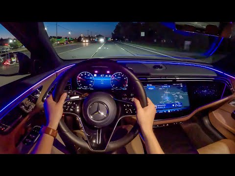 2024 Mercedes-Benz E450 4MATIC - POV Night Drive (Binaural Audio)