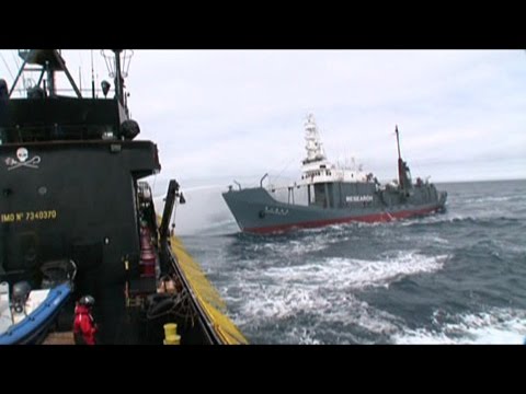 Water Cannon Battle in Frigid Seas between the Steve Irwin and Japanese tail ship Shonan Maru No. 2