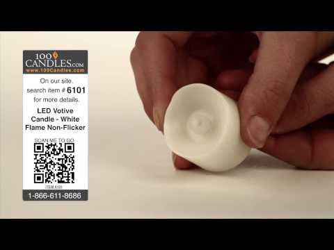 Battery Operated LED Votive Candle - White Flame Non-Flicker