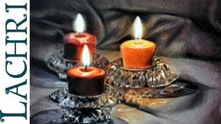 Time Lapse Prismacolor "colored pencil" (step by step) candle painting demonstration by Lachri