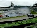 Michael Schumacher not happy with Giancarlo Fisichella who collided with him at 2000 German Grand Prix.Michael Schumacher's 2 in a row First lap collision.Commentary by Murray Walker and Martin Brundle