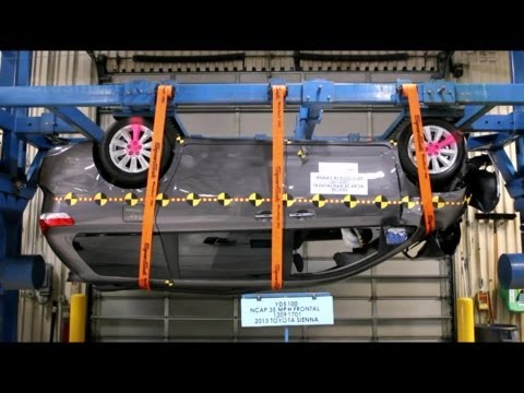 Sienna - Complete pre-test documentation and post-test review for Toyota Sienna NHTSA frontal crash test. High speed camera crash footages for this test are available...