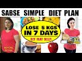Indian Diet Chart For Weight Loss In 7 Days