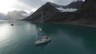 Expedition Yacht anchoring in the Arctic 