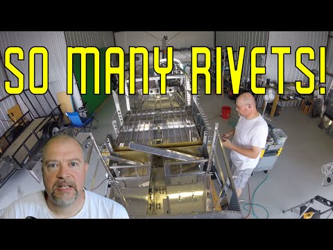 RV-10 Fuselage - 029 - Riveting skins on to the fuselage + real time work