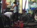 Hair wash in the street of Hanoi