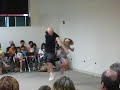 Volunteer jumps in circles