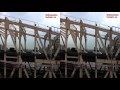 YOUTUBE HELP CENTER : YT3D: Preparing videos for 3D viewing here on YouTube! Background: This video was shot on July 28th 2009 looking south from the Roosevelt Island Aerial Tramway as it leaves from the 60th street platform at 2nd Avenue. The Tram heads East along the north side of the Queensborough Bridge (The 59th Street Bridge) and arrives at the Island 4 and a half minutes later. In 'Depth' HOW TO: First off, you MUST have SEPARATE LEFT AND RIGHT EYE VIDEOS to produce full real 3D video for YouTube. You'll also need access to a fairly good Non Linear Editor like Final Cut Pro or Adobe Premiere that will allow you to composite and distort your original HD or Standard Definition videos. I used Final Cut Pro so I'll be describing instructions for that app, but this procedure can be followed in almost any NLE. This example video here on this page was uploaded as a SIDE BY SIDE video at 1280x720. The 16:9 left and right 'eyes' have their aspect ratios distorted to accomplish this. in the NLE's timeline. To do this in Final Cut Pro, Load each clip into the viewer and go to the distort section of the Motion Tab. Slide the Aspect Ratio slider to 100 which makes the videos display at half their original width. Do this to both the LEFT and RIGH EYES Now, position the left clip at -360, 0 and the other to +360, 0. If you're using video that is a size other than 1280x720, these numbers will be different. (They can be 'swapped' later using 'tags' if you have them backwards. See <b>...</b>