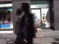 Old man drums in street in glasgow