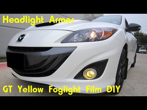 GT Yellow Fog Light Tint Protection Film Kit DIY – Headlight Armor  – Mazda Mazdaspeed3