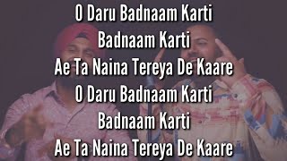 Daru Badnaam - (Lyrics)  Kamal Kahlon  Param Singh