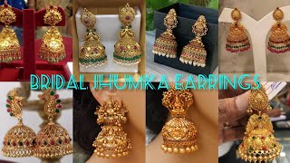 gold bridal jhumka earrings with weight // gold jh