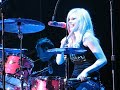 avril lavigne live in chicago march 21st 2008, playing drums on the song runaway.  video taken from front row seats.