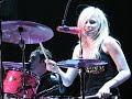 avril lavigne live in chicago march 21st 2008, playing drums on the song runaway.  video taken from front row seats.