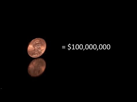 Million - 1 penny = $100000000 2 Bailouts. $700000000000 Tarp Bailout: 7000 pennies ($70) $16000000000000 Secret Federal Reserve Bailout: 160000 pennies ($16...