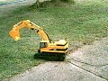 CAT Backhoe in action digging sewer Funny video of Mini Cat