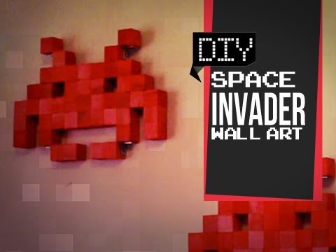 wall art - Space Invaders Wall Art! Do it yourself Geeky Goodies Create your own space invader!!! Link for wood cubes here! http://www.barclaywoods.com/craft_parts.htm ...