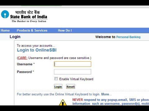 how to login in state bank of india
