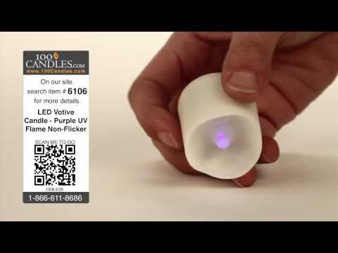 Battery Operated LED Votive Candle - Purple UV Flame Non-Flicker