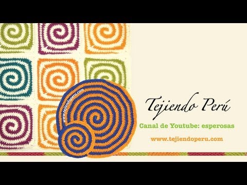 Tejido en espiral en dos colores a crochet (redondo y cuadrado o granny square)