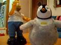 Homer simpson dances with Happy feet mumble