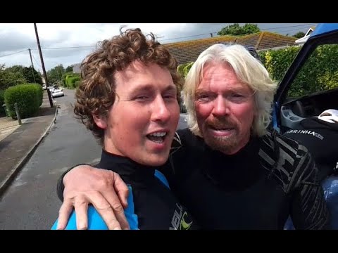 Kitesurfing - On 1st July 2012, Sir Richard Branson achieved the World Record as the Oldest Person to kitesurf from England to France. Filmed and edited by www.pushkiting....