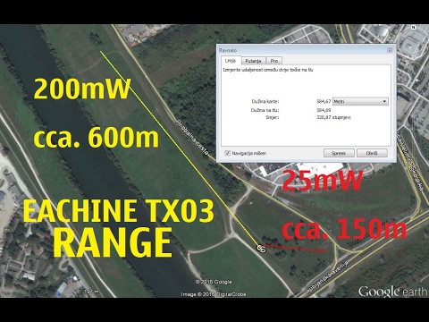 Eachine TX03 RANGE TEST 0/25/50/200mW Switchable AIO 72CH 600TVL 1/3 CMOS Camera - Banggood